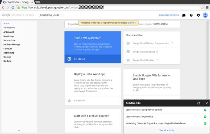 The project “dashboard” The project “dashboard”