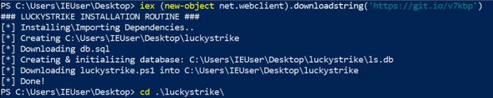 Luckystrike installation output Luckystrike installation output