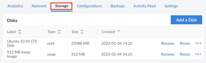 Screenshot of a Compute Instance’s list of disks Screenshot of a Compute Instance’s list of disks