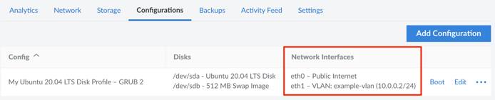 The Configuration tab in the Cloud Manager The Configuration tab in the Cloud Manager
