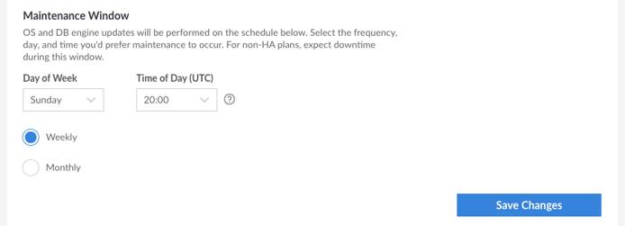 Screenshot of the Maintenance Window in the Cloud Manager Screenshot of the Maintenance Window in the Cloud Manager