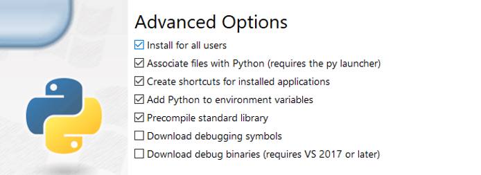 Advanced Options on Windows Python3 Python on Windows Advanced Options