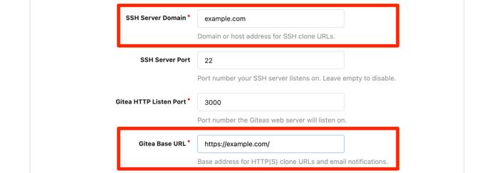 Gitea general settings Gitea general settings.