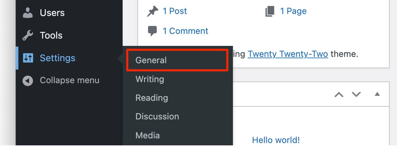 Screenshot of the Settings menu with General highlighted Screenshot of the Settings menu with General highlighted